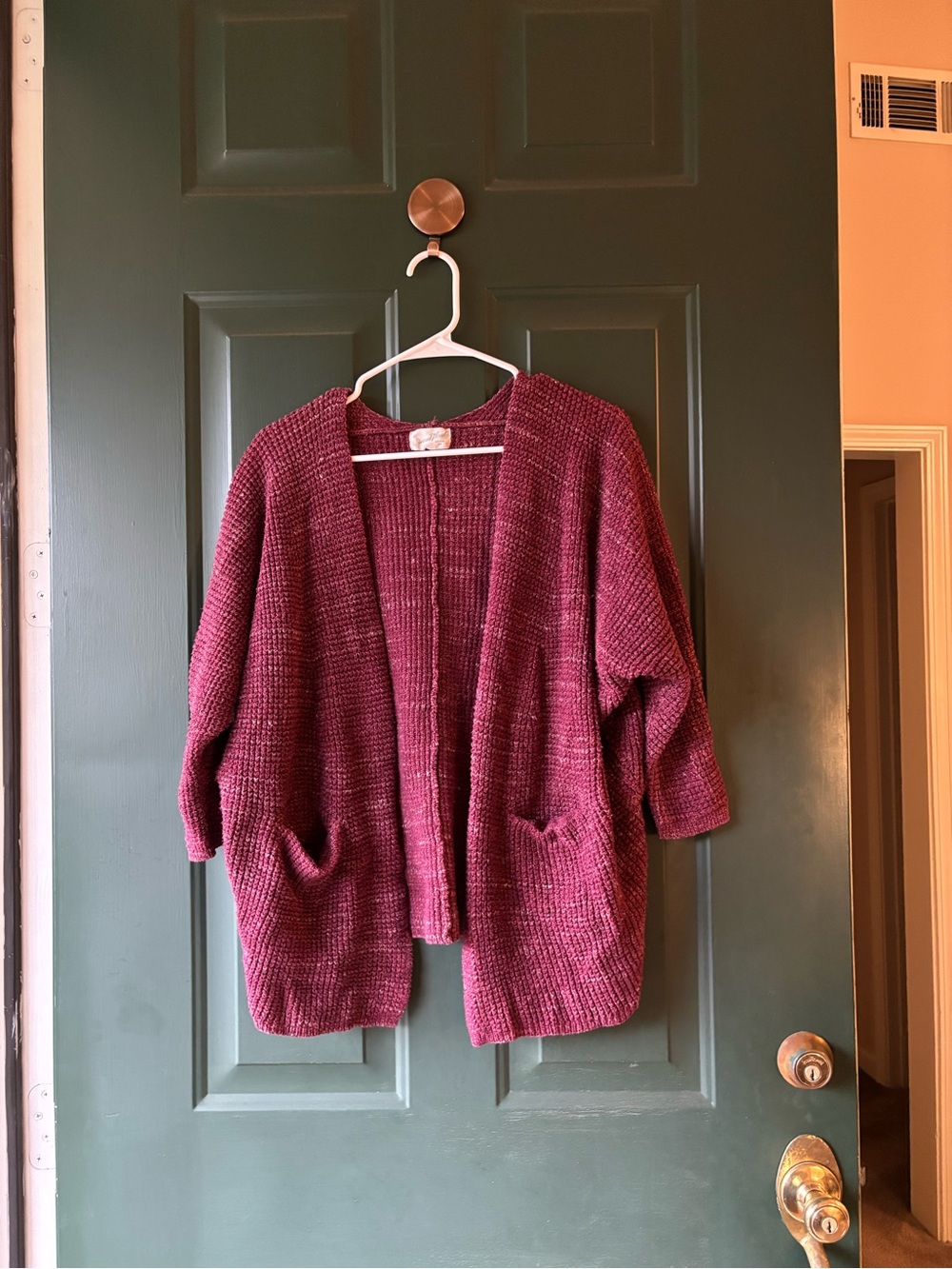Universal Thread Burgundy Open-Front Knit Cardigan